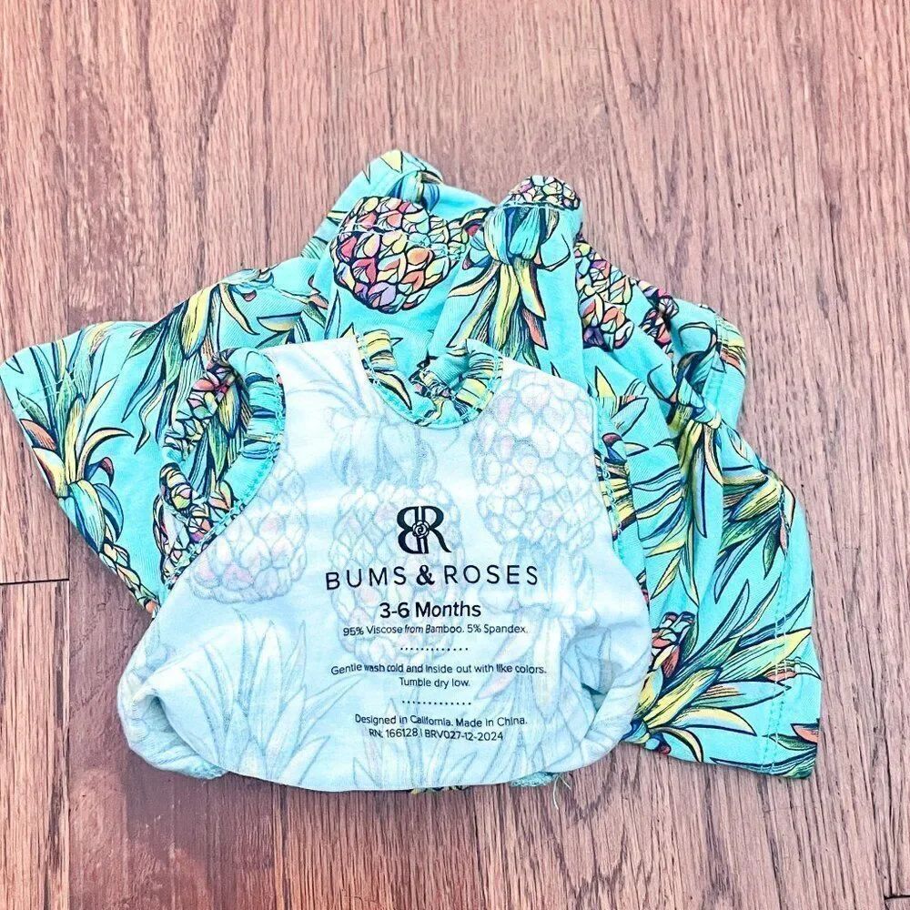 Bums & Roses Feelin Pine Tropical Pineapple Racer Back Ruffle Dress Size 3-6m — image 5 of 5